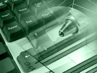 Naklejka premium Pen, graph and globe