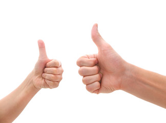 two hands making thumbs up gesture