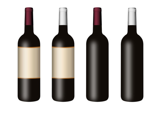 Set of bottles for wine
