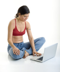 Naklejka premium yoga and laptop