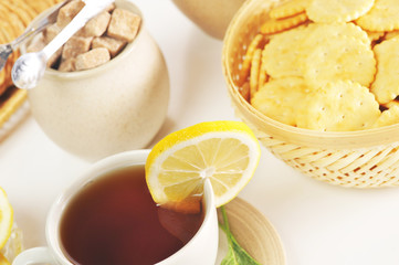 cup of tea and  cookies