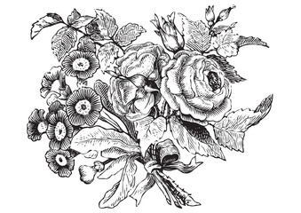 antique flowers engraving (vector)