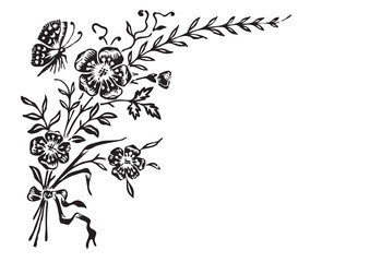 antique flowers corner engraving (vector)