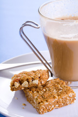 Coffee break with muesli and oats biscuits