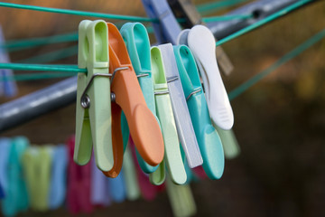 clothepins on the line