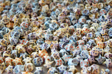 a lot of paper star close up