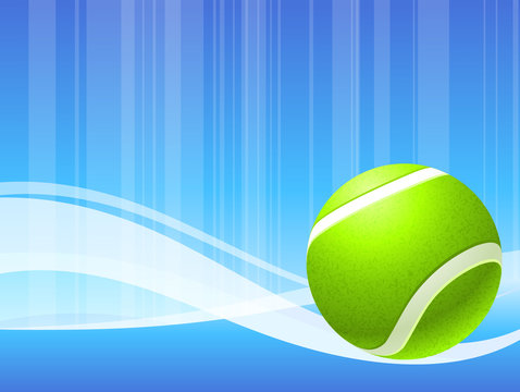 Tennis Ball on Abstract Blue Background