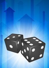 Dice on Blue Arrow Background