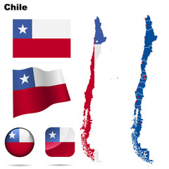 Chile vector set. Shape, flags and icons.