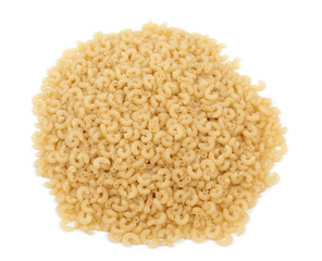 raw pasta on the white background