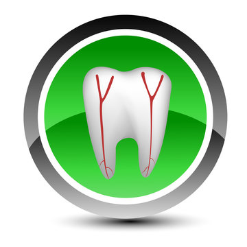 Medical icon with a tooth. Vector illustration.
