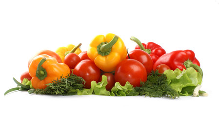 Fresh tasty vegetables isolated on white