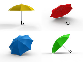 Four different color umbrellas