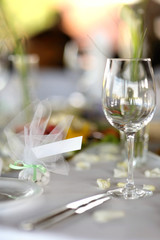 Empty place card on the festive table