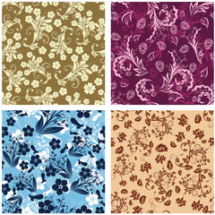 seamless floral backgrounds set