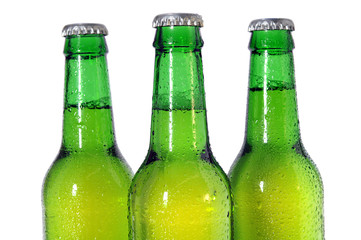 Three Green Beer Bottles