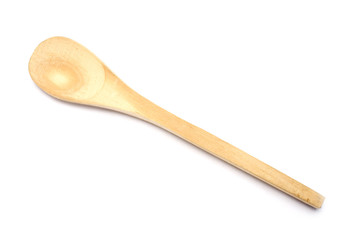 a spoon made of wood isolated in white background