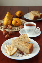 Pear and hazelnut cake