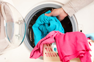 washing machine with colorful clothes