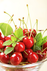 Bowl of fresh red cherries