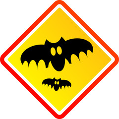 Bat warning sign, vector illustration