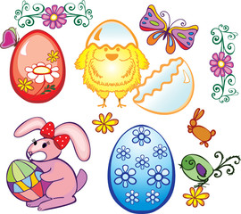 set of easter design elements