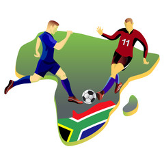 Soccer illustration with South Africa flag.