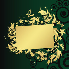 Magic floral background with golden curles.