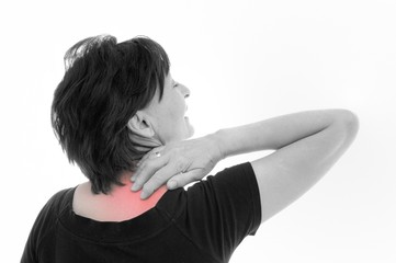 Senior woman with neck pain