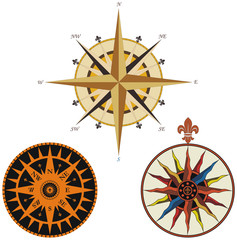 Set of vintage vector compasses