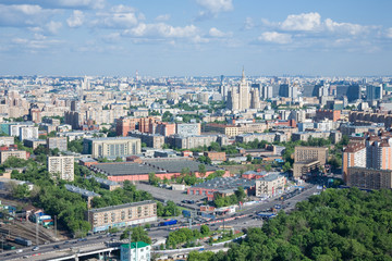 Aerial view over big spring city