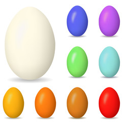 Collection of blank colored Easter eggs.