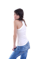 Fototapeta premium Cute young girl looking back