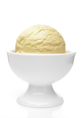 Lemon ice cream with bowl
