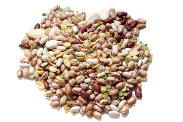 variety of legumes on white background