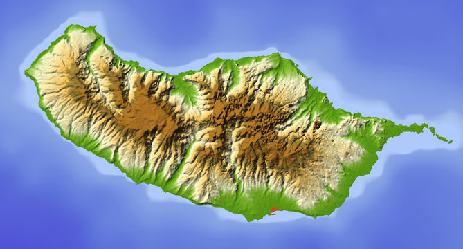 Madeira, shaded relief map