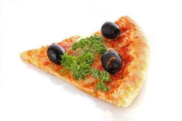 Tasty pizza with olives isolated on white