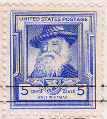 Stamp printed in USA of Walt Whitman