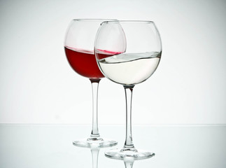 two glasses wine and water moving