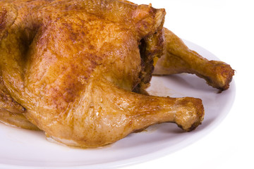 Roasted chicken on plate