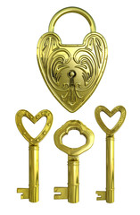 golden lock and keys