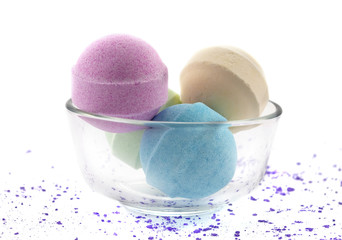 Bath bombs in glass ware