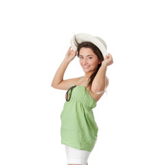 Summer teen girl in big hat