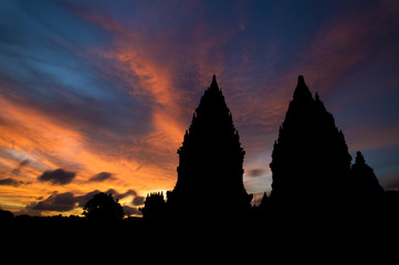 Hindu temple in sunset