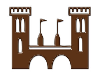 Cartoon Castle chocolate frame isolated on white