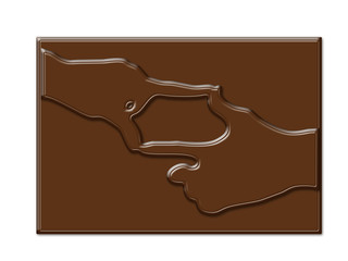 chocolate hand shape frame in rectangle shape