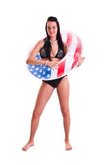 isolated photo set of woman in swimwear