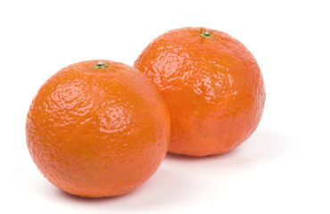 Tangerines on a white background