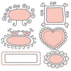 Set of pink and gray funny frames