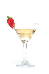 martini glass and strawberry